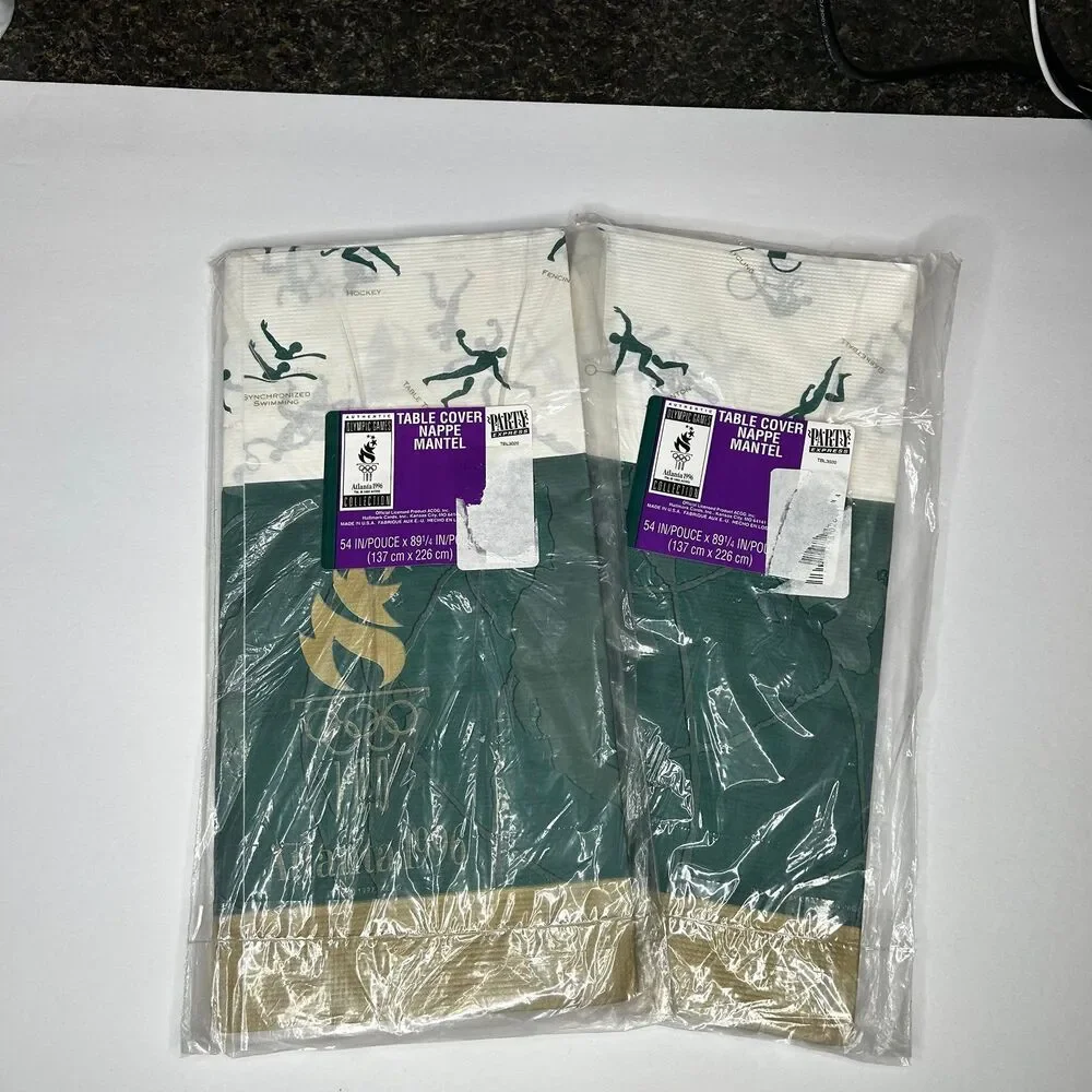 2 vintage 1996 summer Olympic games table cloths 54 x 89 in